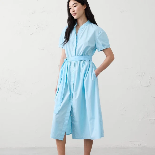 dress Infinite Pool Women's Poplin Midi Shirtdress Banana Republic Factory $70
