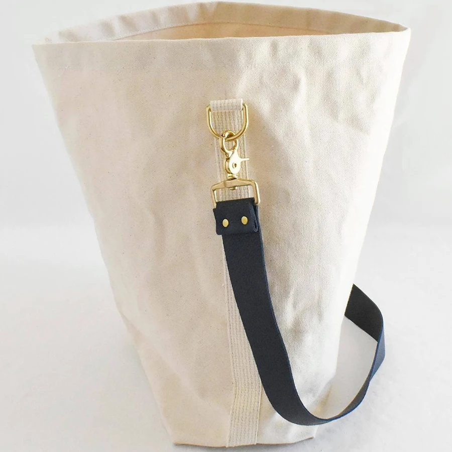 bag Ivory Cotton Canvas Tote Bag - Navy Leather Strap, Handmade Etsy - CelinaMancurti $84