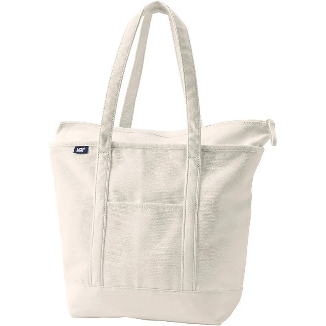 bag Lands' End Large 5 Pocket Zip Top Long Handle Canvas Tote Bag Kohl's $43.96