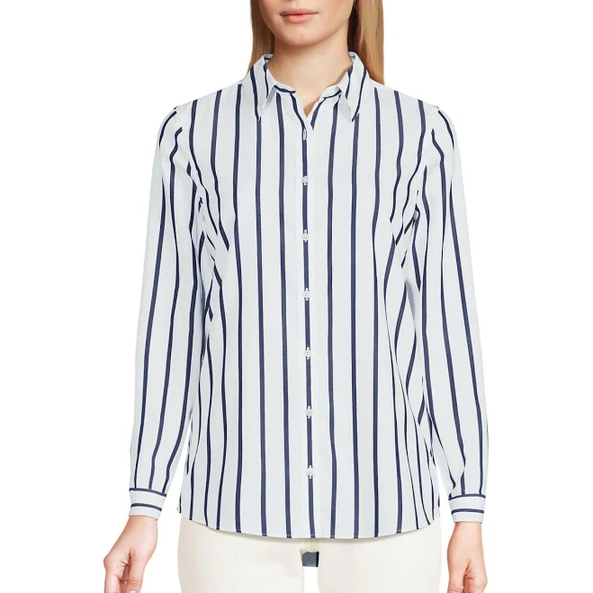 button down shirt Lands' End Women's No Iron Button Front Shirt Macy's $59.47