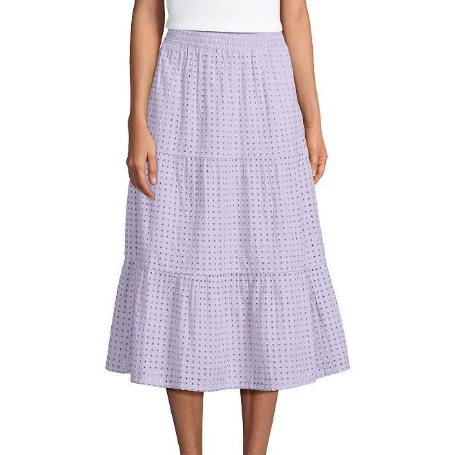 skirt Lands' End Women's Poplin Tiered Eyelet Midi Skirt Kohl's $54.36