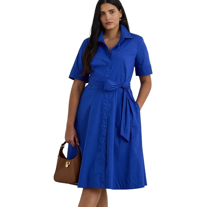 dress Lauren Women's Ralph Lauren Belted Cotton Blend Shirtdress Bloomingdale's $108.5