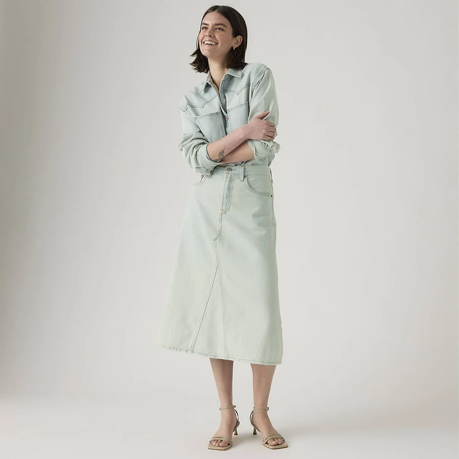 skirt Levi's High-Rise A-Line Decon Skirt - Women's - Light Wash 25 Levi's $46.98