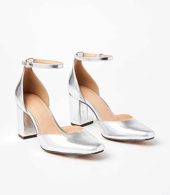 shoes Loft Women's Metallic Ankle Strap Block Heels LOFT $41.93