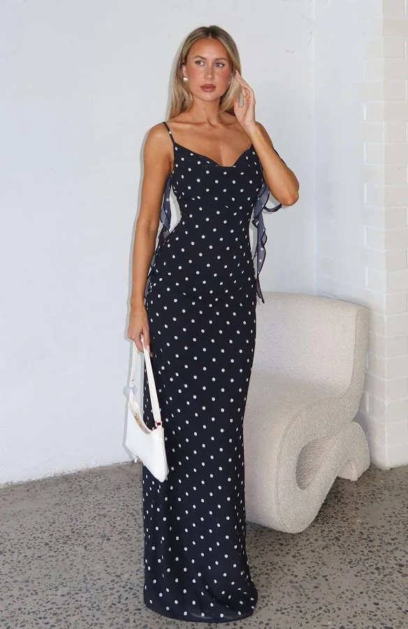 dress Love Blossoms Polka Dot Maxi Dress White Fox Boutique $89.99
