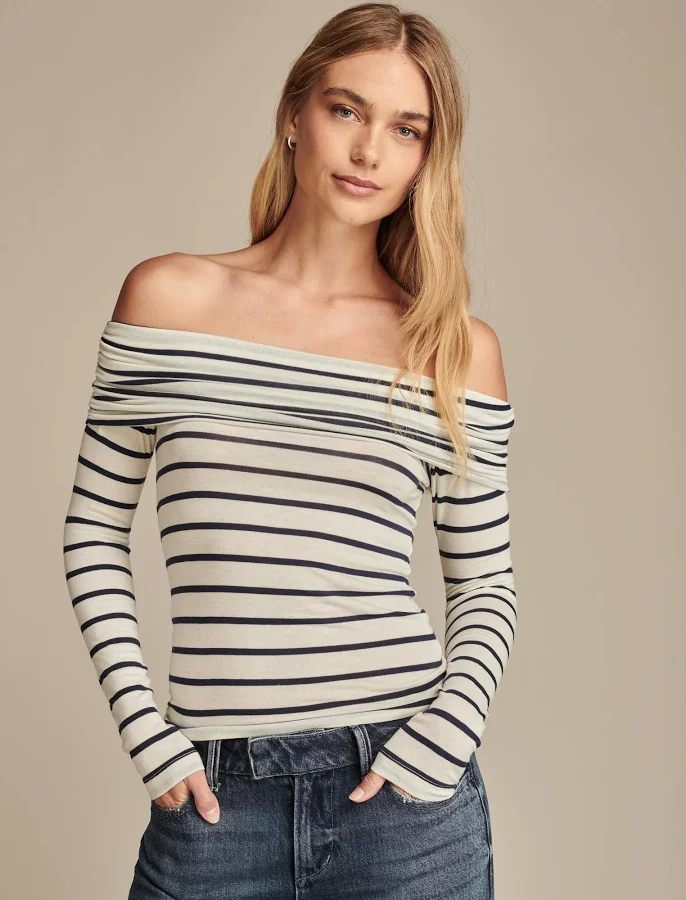 top Lucky Brand Women's Stripe Off The Shoulder Top Lucky Brand $18.74