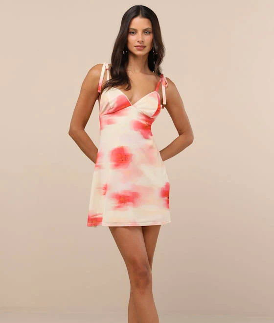 dress Lulus Abstract Mesh Tie-Strap Mini Dress Lulus $49