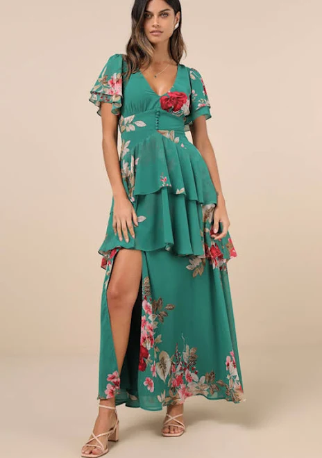 dress Lulus Floral Print Tiered Maxi Dress Lulus $46.8