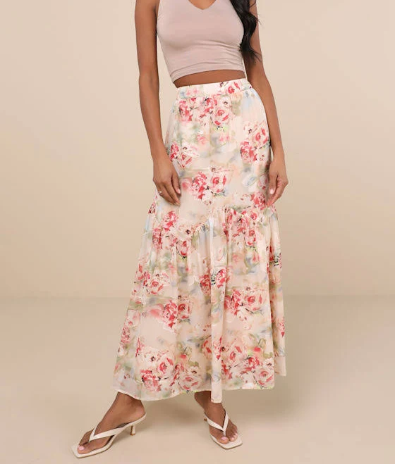 skirt Lulus High-Rise Floral Jacquard Maxi Skirt Lulus $15