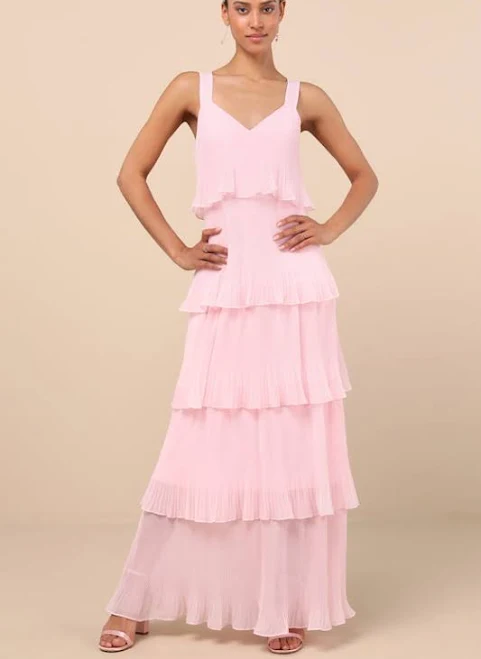 dress Lulus Pleated Sleeveless Tiered Maxi Dress Lulus $79.2