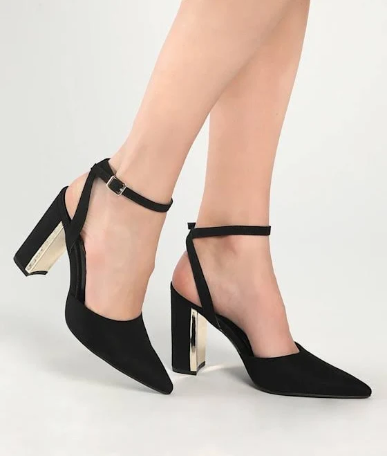shoes Lulus Suede Pointed-Toe Ankle Strap Pumps Lulus $39