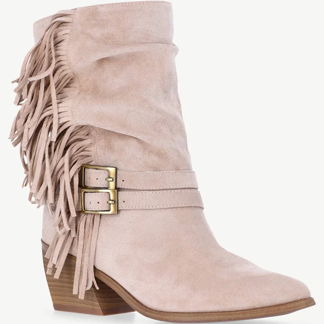 shoes Madden NYC Women's Faux Suede Fringe Boots Walmart $48