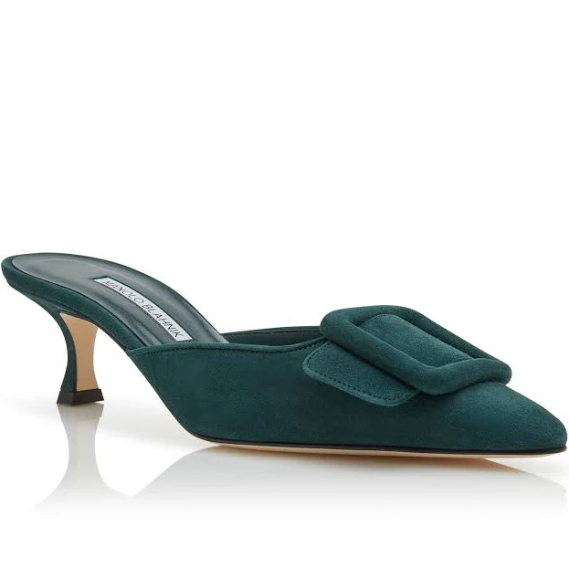 shoes Manolo Blahnik Maysale Suede Buckle Mules Manolo Blahnik $950