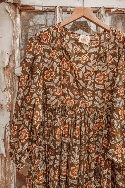 sundress Marlowe Organic Cotton Hand Block Printed Dress Gardenbelle Shop $128