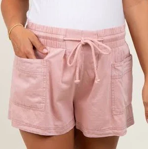 shorts Maternity Chambray Drawstring Front Pocket Shorts PinkBlush Maternity $45