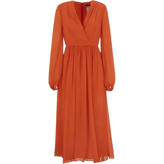 dress Max Mara Silk Orange Midi Wrap Dress Size 40 IT Vestiaire Collective $259