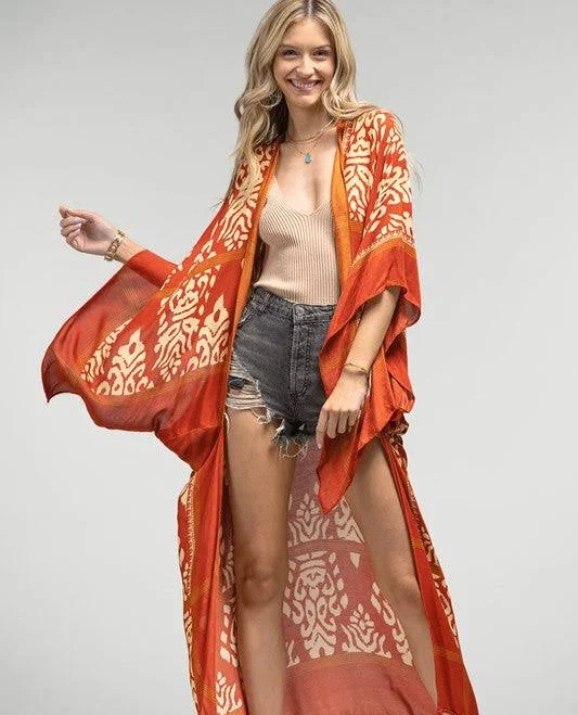 kimono Medellin Rust Boho Kimono Four Hanger Boutique $38