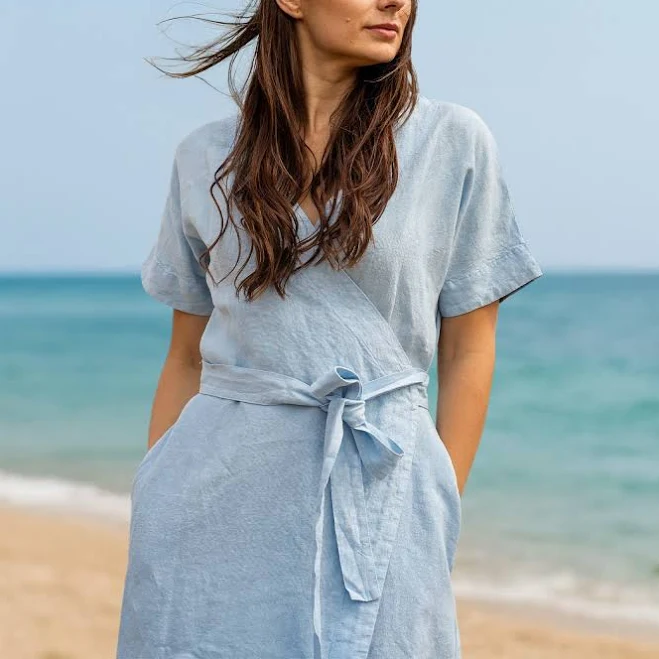 dress menique Linen Wrap Dress Midi menique.com $149.95