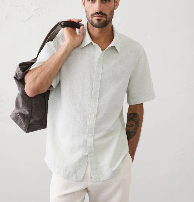 top Men's Standard-Fit Linen-Blend Shirt Banana Republic Factory $37.5