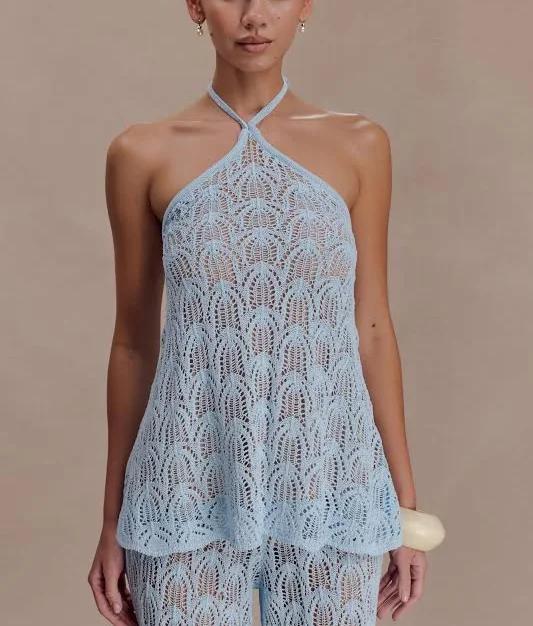 top Meshki Corey Crochet Halter Neck Top meshki.us $85