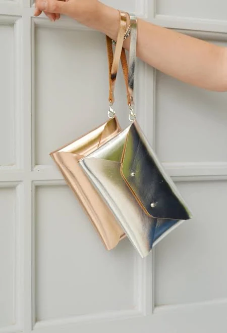 bag Metallic Leather Evening Bag with Envelope Clutch Etsy - Seller $45