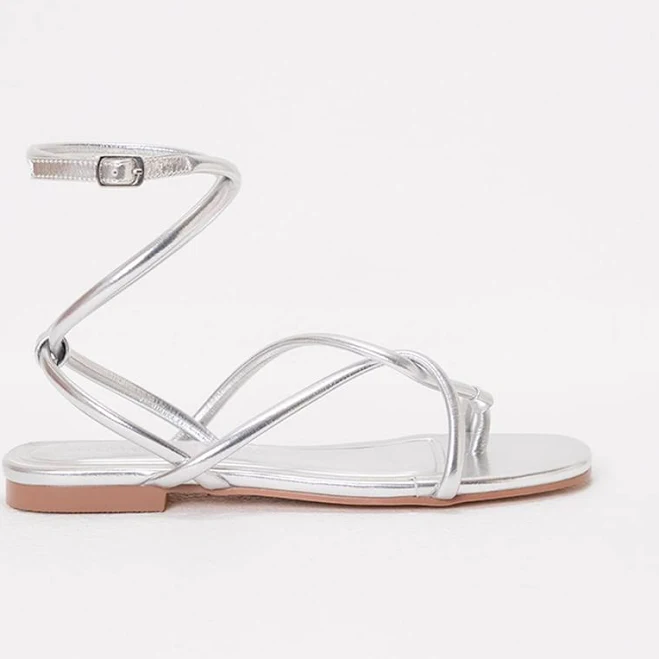 shoes Metallic Three-stitch Flat Sandal Studio F US $29.94