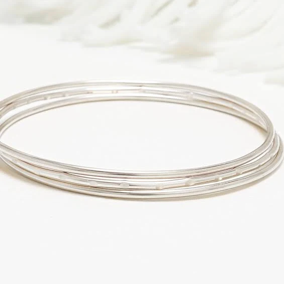 accessory Minimalist Silver Bangle Women Set Of 3 Thin Sterling Bangle Bracelet Etsy - IrresistiblyMinimal4 $149.99