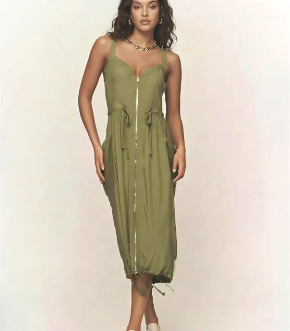 dress Mira V-Neck Tie Waist Cargo Midi Dress New York & Company $59.99