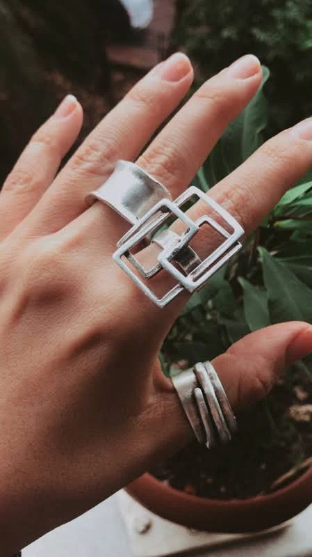 accessory Modern Asymmetric Geometric Silver Filled Brass Ring Etsy - AlmamiyaJewelry $36