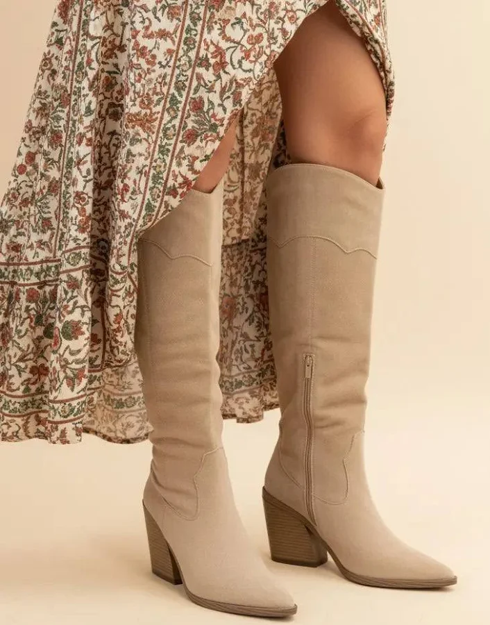 shoes Muriel Pointed Toe Faux Suede Cowgirl Boots Versatile Boutique $74.5
