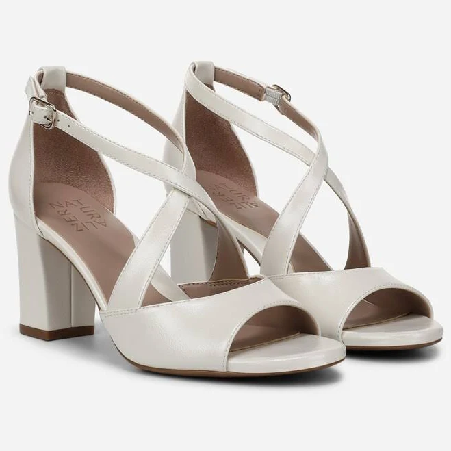 shoes Naturalizer Hollis Strappy Sandals, Warm White Faux Leather, 6.0 Wide | Open Toe, Block Heels Naturalizer $99.99