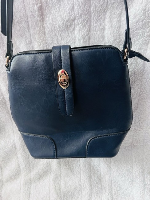 bag Navy Blue Shoulder Bag, Gold Hardware, Buckle & Zipper Accent, Adjustable Strap eBay $25