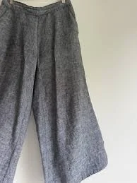 pants Nicole Miller Linen Wide Leg Pants S Gray Crop Culottes 100% Linen Lightweight eBay $23