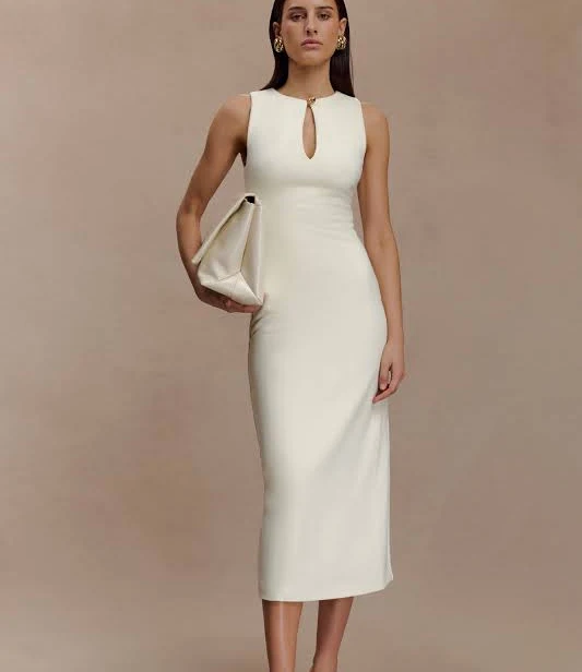 cocktail dress Norah Sleeveless Crepe Midi Dress meshki.us $149