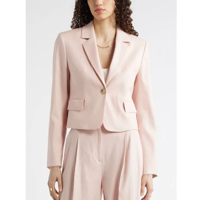 outerwear Nordstrom Crop One-Button Linen Blend Blazer Nordstrom $179