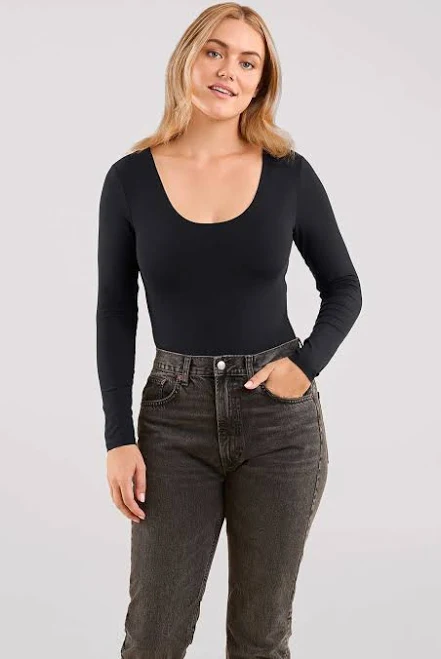 top Nuuds Long Sleeve Scoop Neck Bodysuit nuuds $58