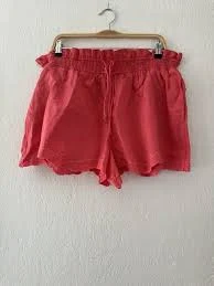 matching set NWT Anthropologie Coral Linen Shorts Elastic Waistband Coastal Beach Oversize Sm eBay $25