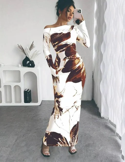 dress OhSoStyled One Shoulder Floral Maxi Dress Sophias Style $43.99