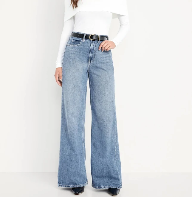 wide leg pants Old Navy Women's Extra High-Waisted Super Wide-Leg Jeans Old Navy $27.49