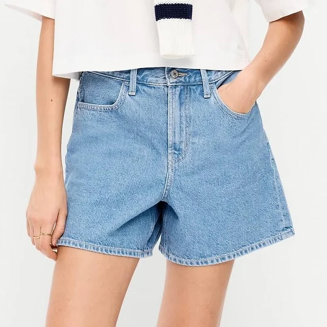 bottoms Old Navy Women's High-Waisted Baggy Jean Shorts Old Navy $25.89