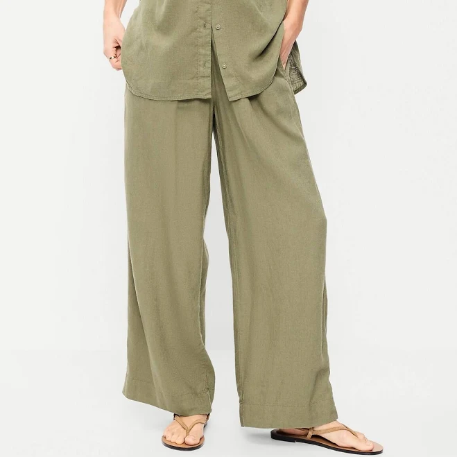 wide leg pants Old Navy Women's High-Waisted Linen-Blend Pants Old Navy $20