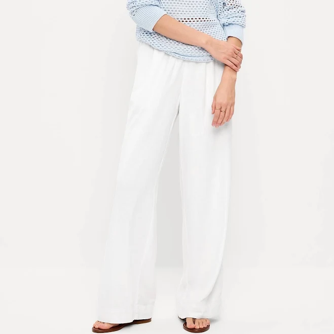 bottoms Old Navy Women's High-Waisted Linen-Blend Super Wide-Leg Pants Old Navy $32