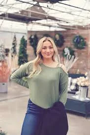 top Olive Ribbed One Shoulder Top Silo Apparel $22.4