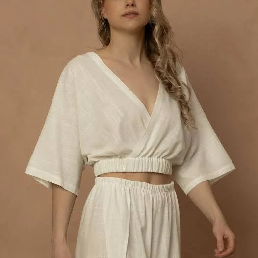 top Open V-Neck Backless Linen Blouse Etsy - Seller $99.11