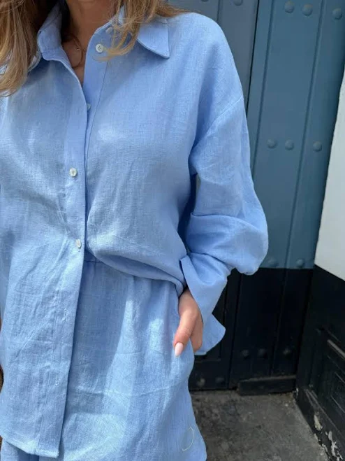 matching set Oversized Linen Shirt & Wide Leg Shorts Set Etsy - Seller $109.15