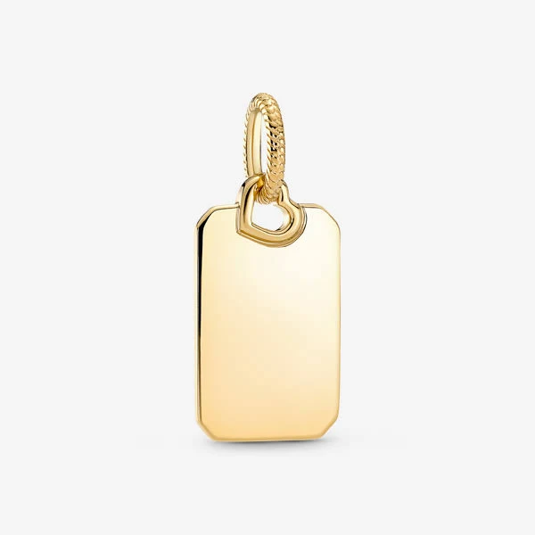 accessory Pandora 14k Gold-Plated Engravable Rectangular Tag Pendant Pandora Jewelry $70