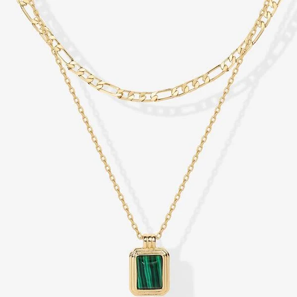 accessory Pavoi Women's Layered Gold Malachite Necklace PAVOI $16.95