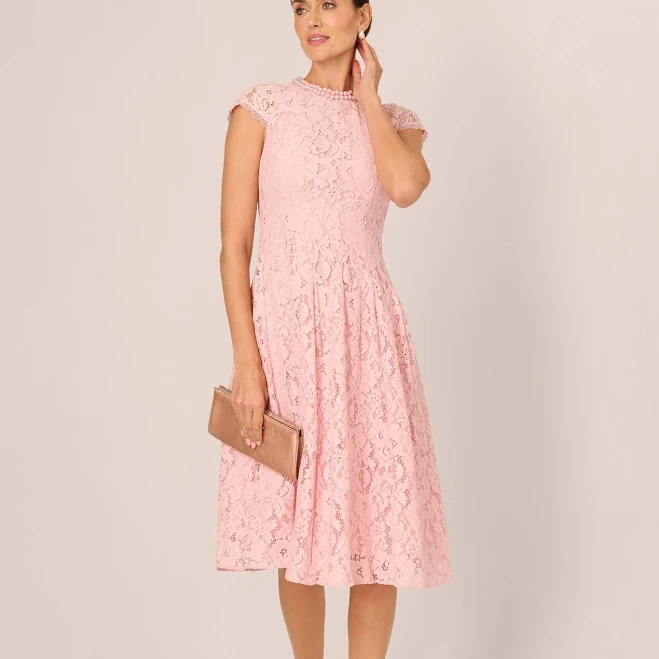 dress Pearly Lace Cap Sleeve Midi Dress Adrianna Papell $229