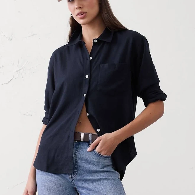 top Perfect Linen-Blend Women's Shirt Banana Republic Factory $40