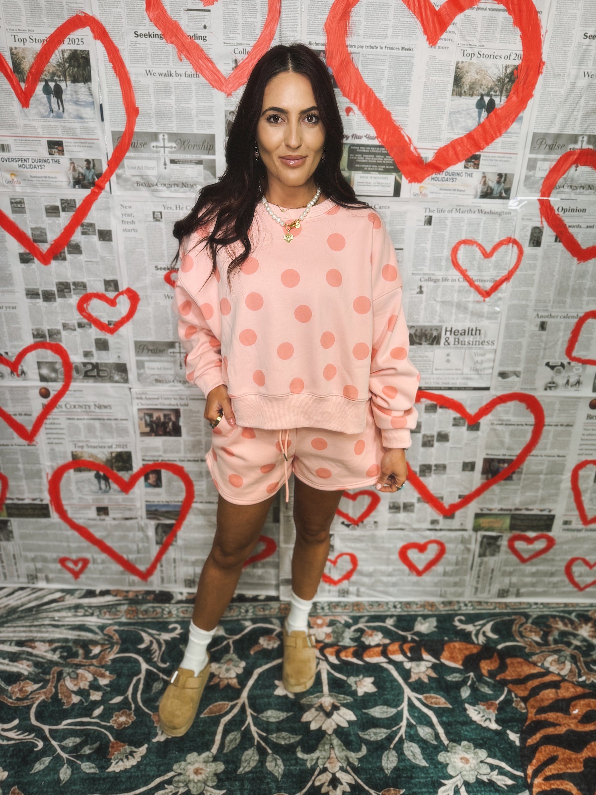 shorts Polka Dot Short - Blush Gigi's Boutique RH $55